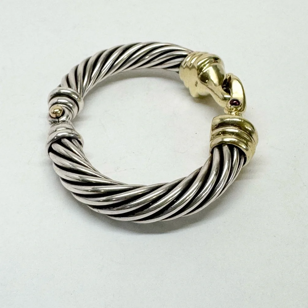 David Yurman 10mm Gold Buckle Sterling Silver Bracelet - Picture 5 of 11